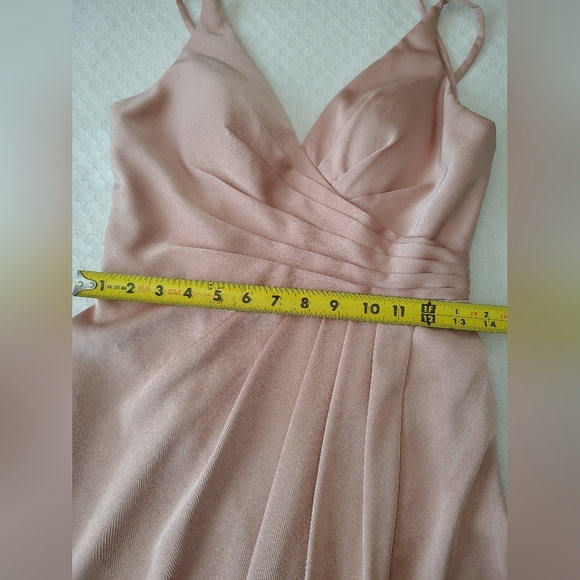 Faviana Pink Ruched Slit Maxi Gown Size 6 - Picture 9 of 13